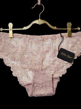 Brand New Floral Lace Panties - Petal Pink